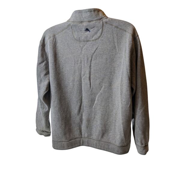 Tommy Bahama Mens Large Reversible 1/4 Zip Pullover Sweatshirt Blue Gray Sweater - Picture 9 of 10
